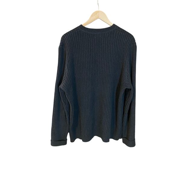 Vintage Eddie Bauer Heavy Rib Knit Cotton Sweater Tall L Gray V-Neck Australia - Picture 6 of 6